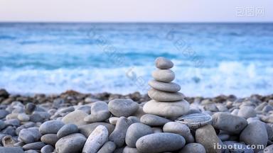 禅宗石头海滩宁静的